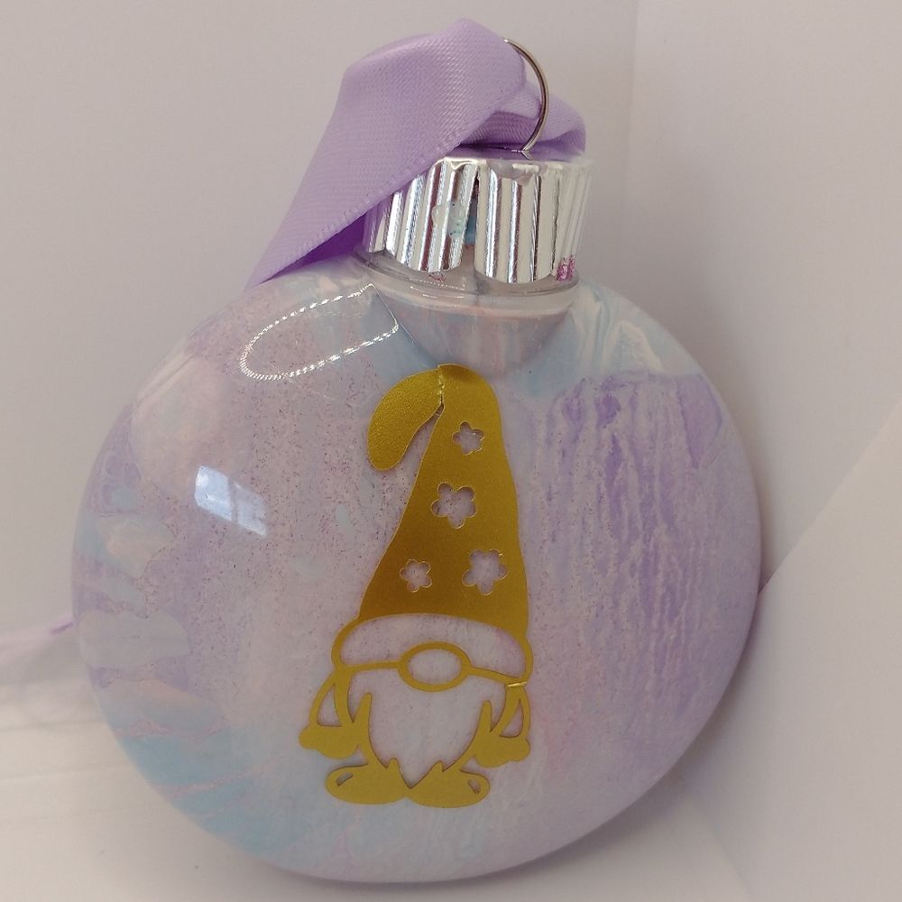 Handcrafted Gnome Christmas Ornament Plastic Bulb Holiday Tree Decor 3"